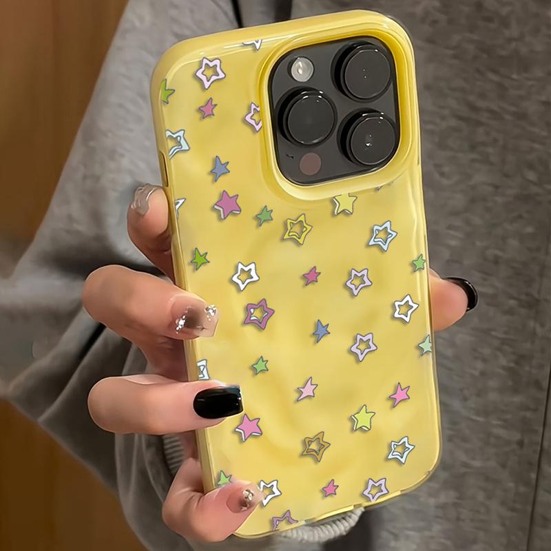 Cute star pattern design phone case, compatible with iPhone 17/16/15/14/13/12/11, full protection shockproof soft case, suitable as a holiday gift for friends, family, or yourself