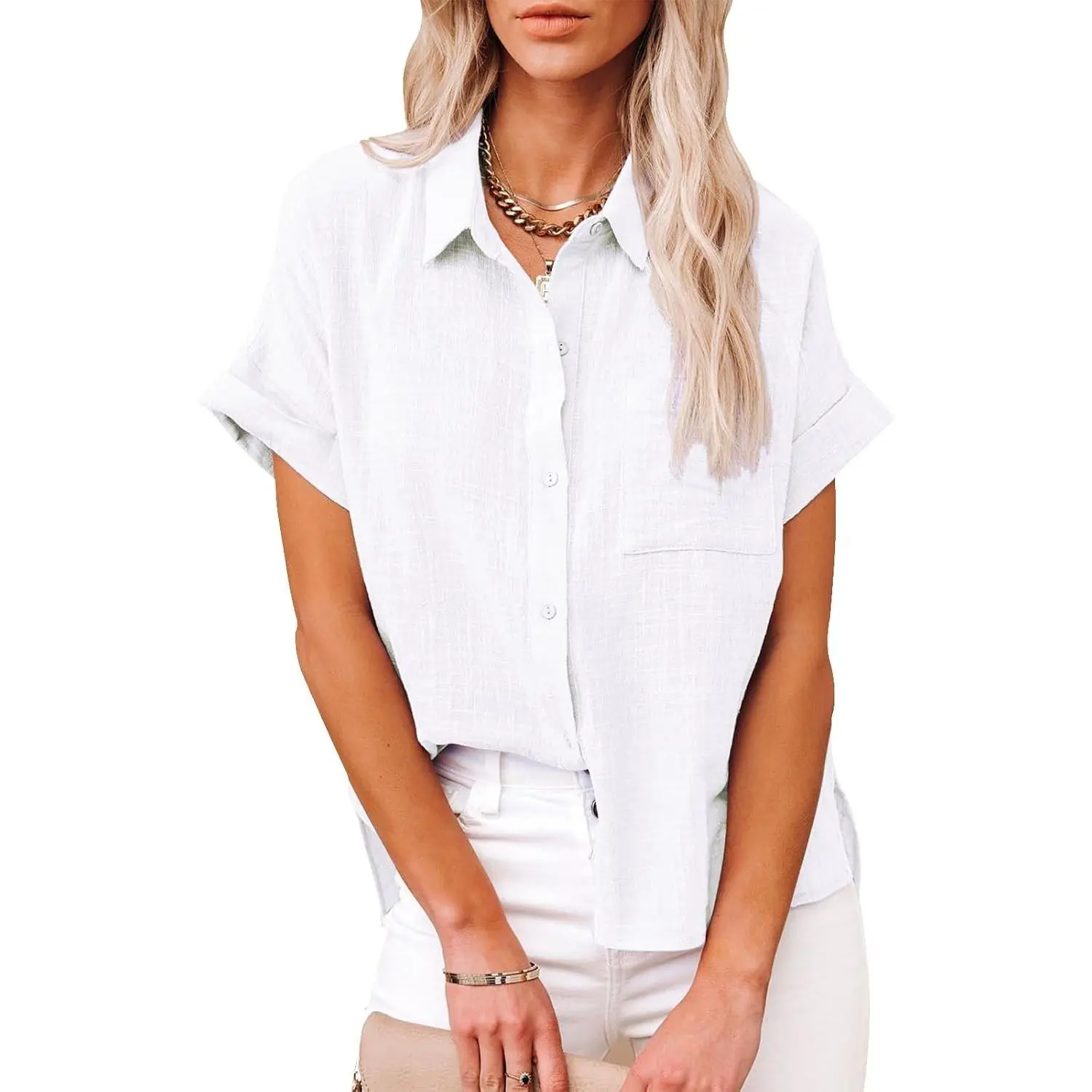 Men's Fashion Lightweight Short-Sleeve Cotton-Linen Waistcoat - Comfortable Basic Solid Button-Down Top with Pockets for Casual Summer Everyday Wear