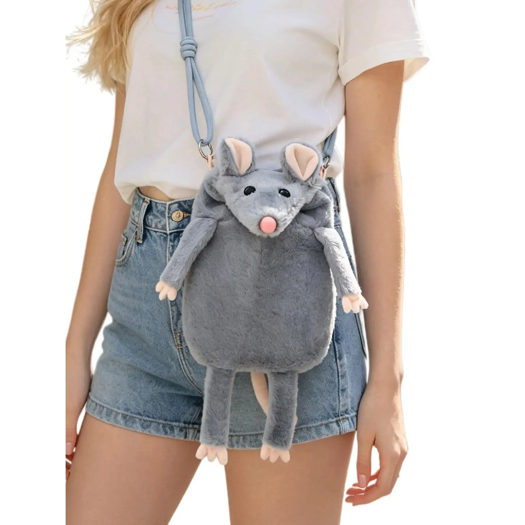 Women's Creative Plush Mouse Crossbody Bag - Travel Ready Small Storage Pouch, Phone Case, Personalized Coin Purse, Fun Shoulder Bag