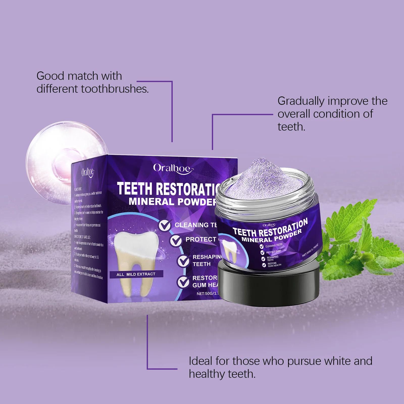 Gentle Purple Teeth Whitening Powder - Teeth Stain Cleaner for Sensitive Gums, Daily Oral Care, Brightening, Anti-Decay, Bad Breath Removal, Gum Strengthening, Non-Irritating Bleaching Alternative, Restore Radiant Dental Clean