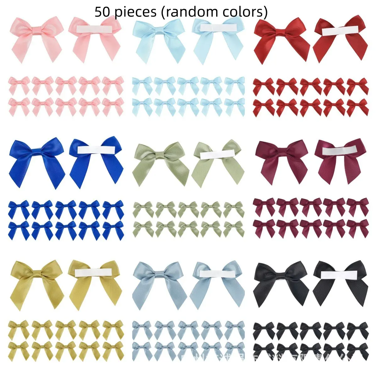 50 Self-Adhesive Bowls DIY Clothing Headbands Hair Clips, Polyester Bows for Home Parties, Wedding Events, Festival Decorations