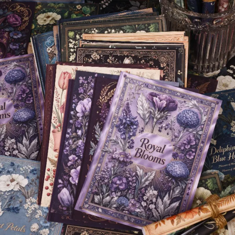 Secret Language Flower Book Writing Paper Set - 6 Styles Vintage Floral Decorative Paper for Scrapbooking, Journaling & Planner Stickers | Double-Sided Offset Paper for DIY Crafts