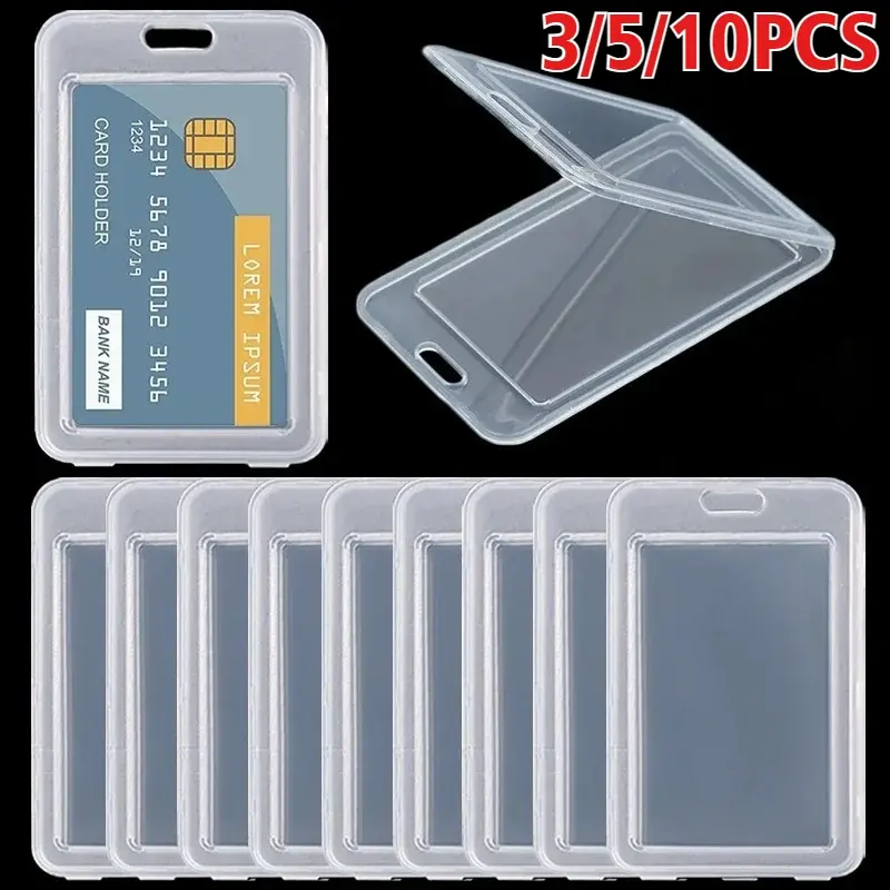 3/5/10Pcs Transparent Card Cover Rigid Plastic Card Protector Bus Card Holder Case Business Credit Cards Bank ID Card Sleeve Protect Office Supplies Desk Accessories