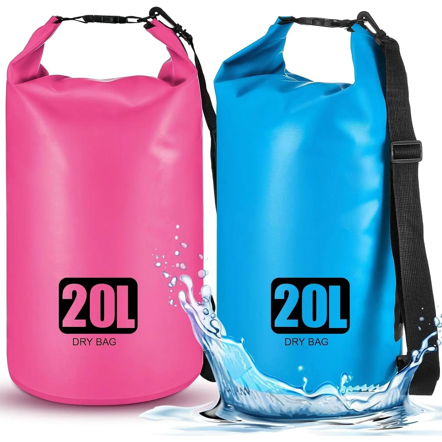 2 Pcs Waterproof Dry Bag 20L/10L Floating Dry Backpack Bags for Travel Waterproof Backpack for Kayaking Rafting Boating Swimming Hiking Fishing(20 L)