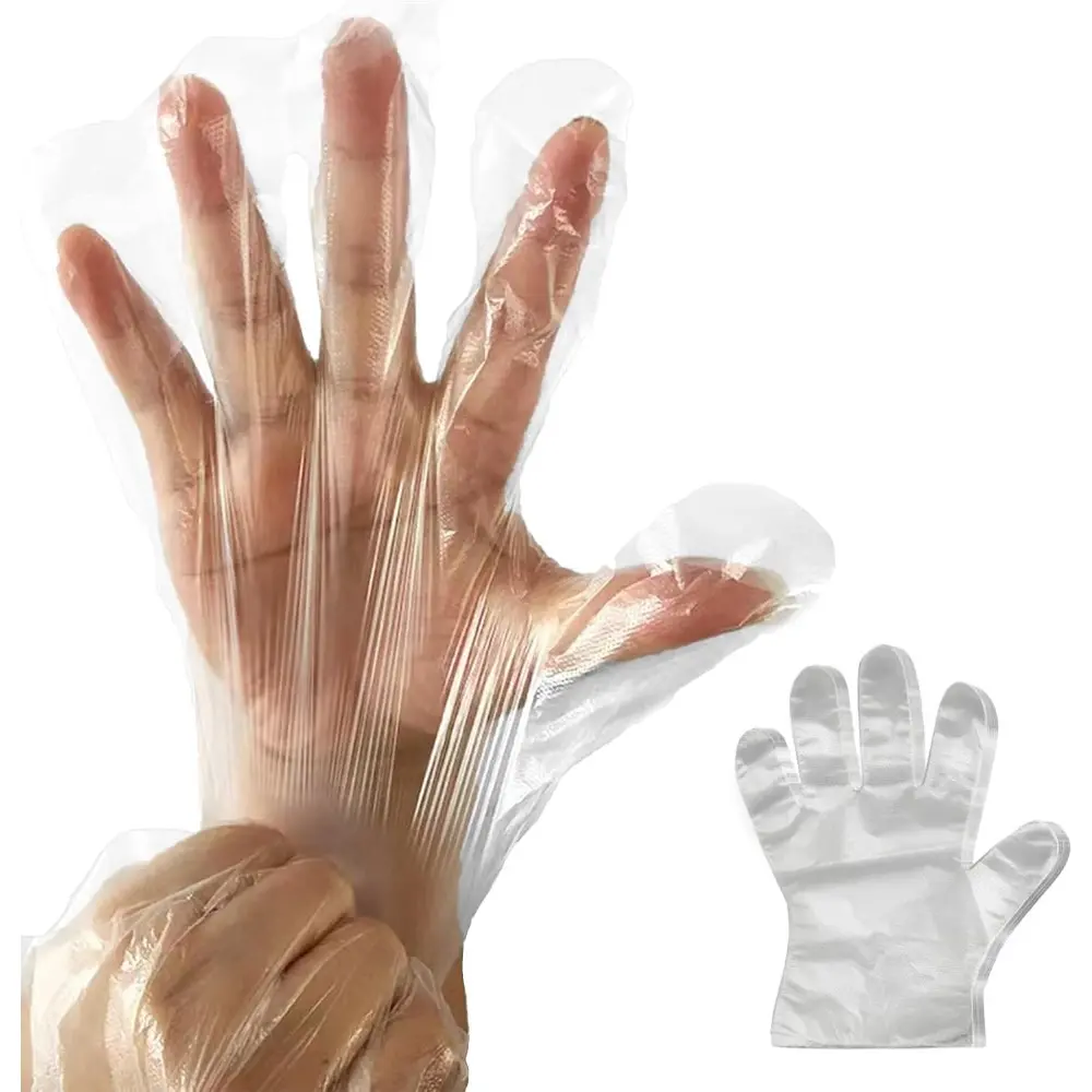 400 PCS Disposable Plastic Gloves Cleaning Gloves Household Food Safe, Latex-Free, Powder-Free, One Size Fits Most for Cooking, Food Service, Cleaning, Food Handling, Clear Disposable Food Prep Gloves