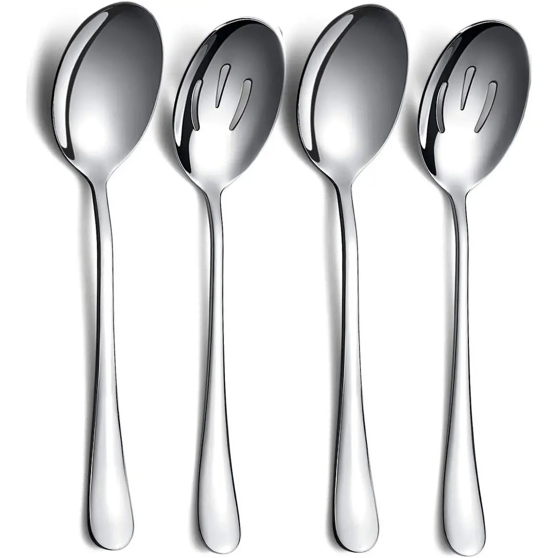 4- Stainless Steel Serving Utensil Set - 2 Serving Spoons and 2 Slotted Spoons