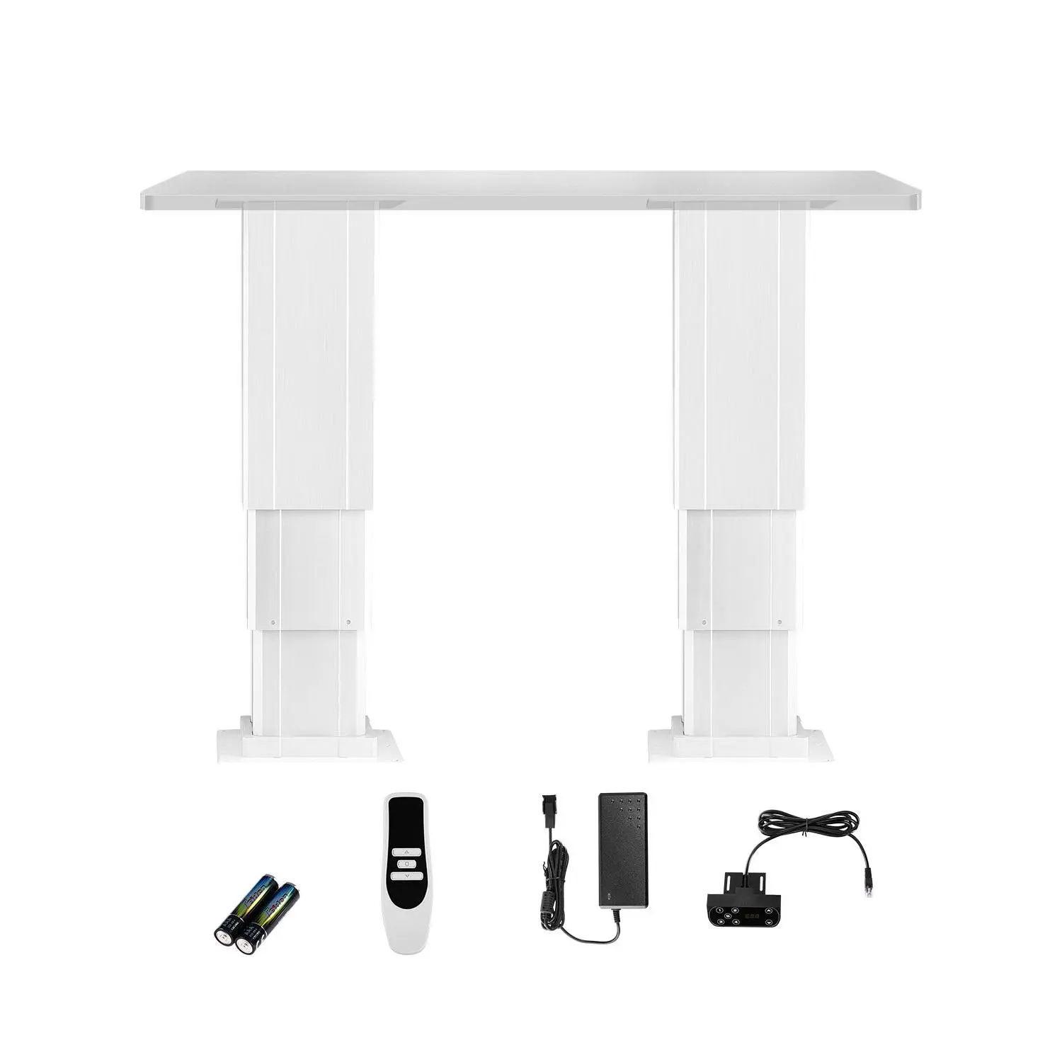 【toolupgrade】VEVOR Electric Lifting Column System for Desk Users, 260lb Lift Table, 14.2-31.1 inches Height Range, 3-Stage Adjustable Desk Column, Telescopic Legs, Power Supply Included for Up/Down Control