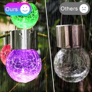 12Pack Outdoor Hanging Solar Lights - Cracked Glass Solar Lights Waterproof LED Decorative Ball Lights Tree Solar Powered Globe Lights with Hook for Garden Yard Fence Christmas Decoration