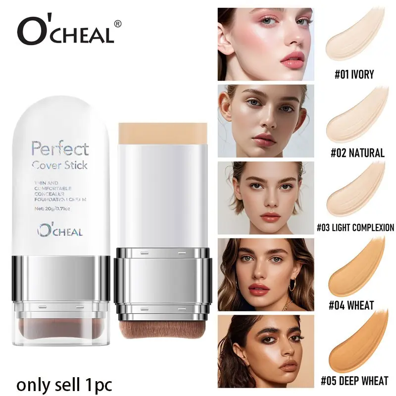 Ocheal Lightweight Comfortable Concealer Foundation Balm, Hydrating, Natural Long-Lasting, Suitable for All Skin Types, Portable Design