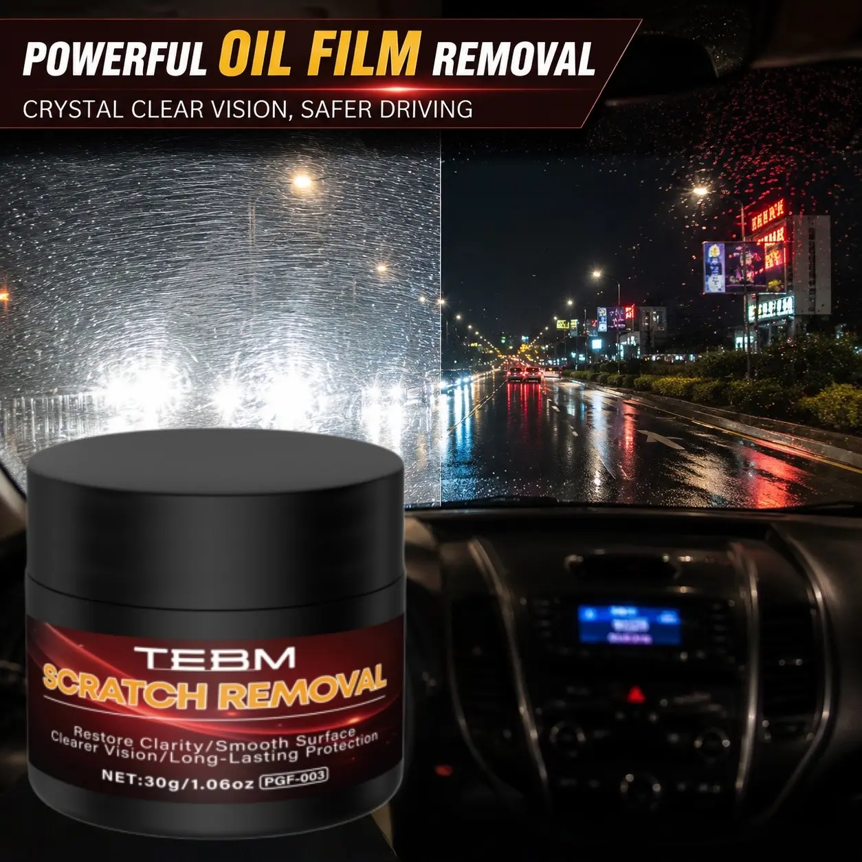 Glass Polishing Powder, Scratch Repair Powder, Removes Water Stains and Fog Spots, Universal for Car Headlights, Shower Rooms, Mirrors
