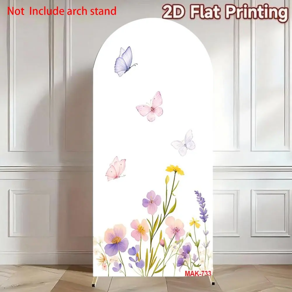 Butterfly Floral Flower Design Fresh Arch Backdrop for Wedding Girls' Birthday Party & Baby Shower Decor 2-Sided Soft Fabric Background Standing Banner Party Decoration Supplies Party Decorations Banners Decorative Banner