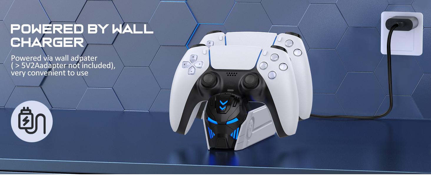 BEBONCOOL PS5 Controller Charger Station for Playstation 5 Dualsense Controllers: Fast PS5 Dual Controller Stand Charger Dock-LED PS5 Controller Charging Station Accessories for Playstation 5 Storage Kit