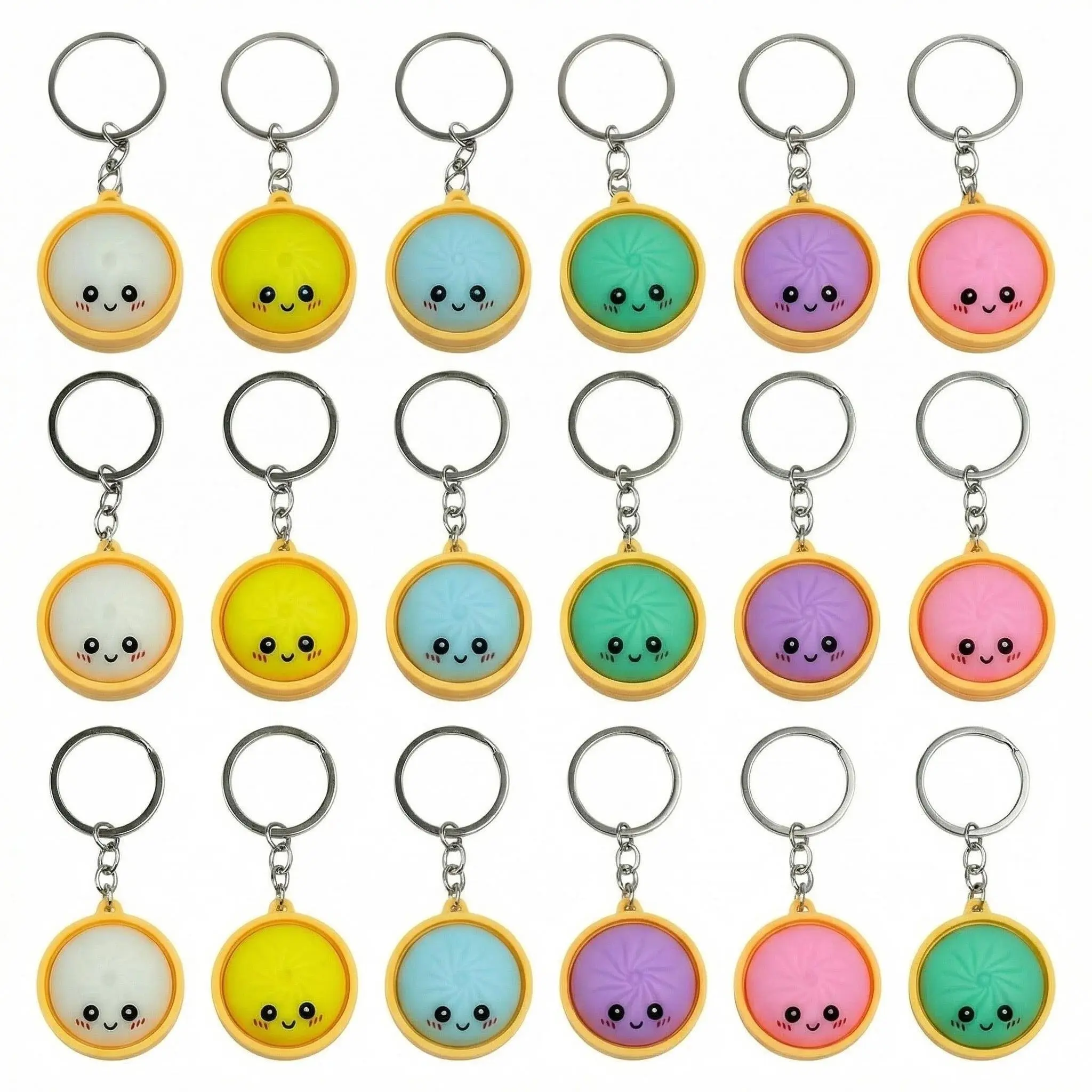 24/36/48PCS Mini Bun & Dumpling Keychain Bulk Gift Set with Steamer Charm, Random Color, Perfect for Classroom Rewards, Gift Bag Fillers, Bag Accessories, Birthday/Mother's Day Gifts for Her/Him