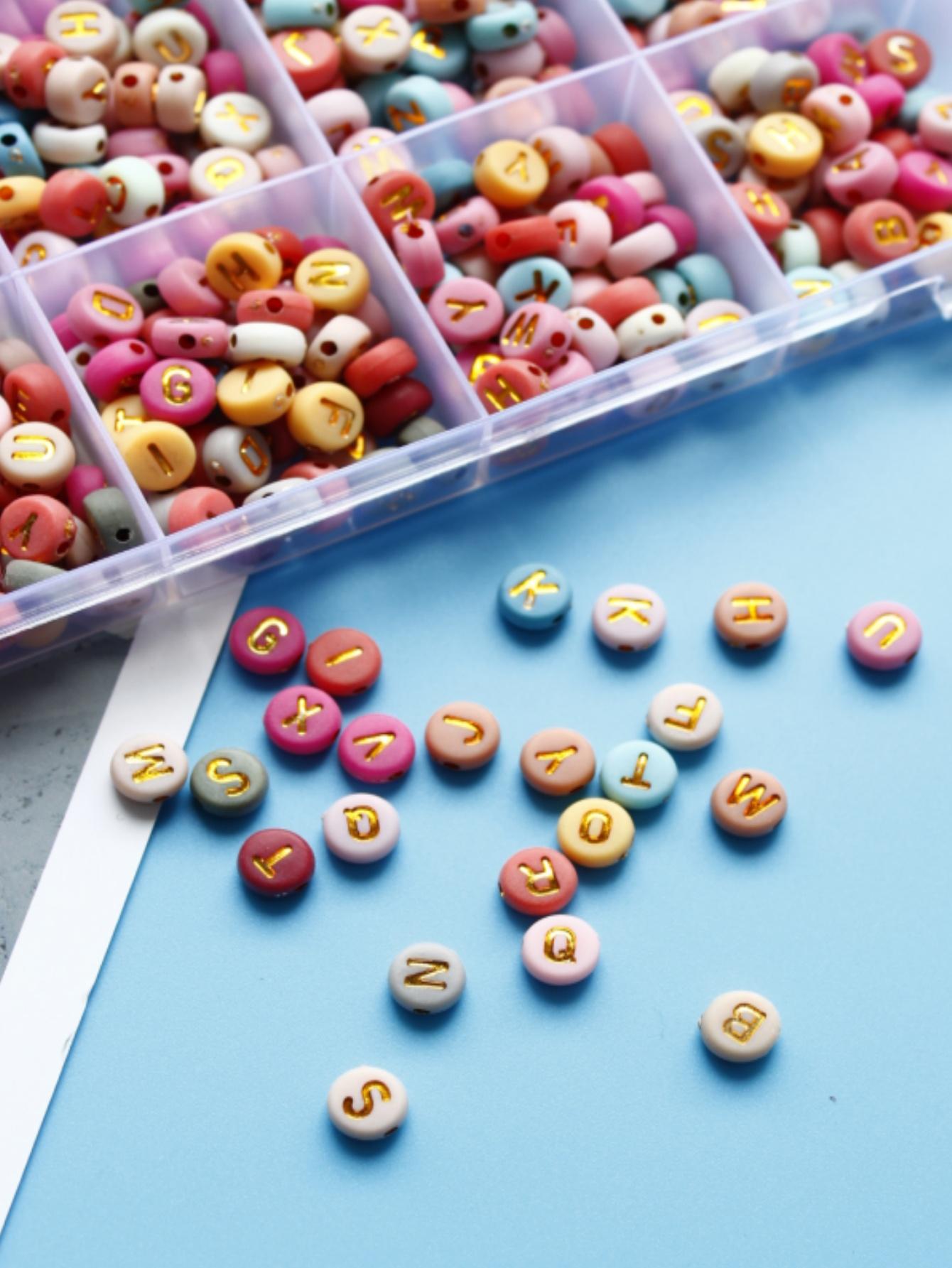 Customizable Letter Bead Set for Jewelry Making 100/200/500 Pieces, DIY Mix Beads, Perfect Artisan Craft Materials for Name Bracelets & Necklaces, Ideal for Women