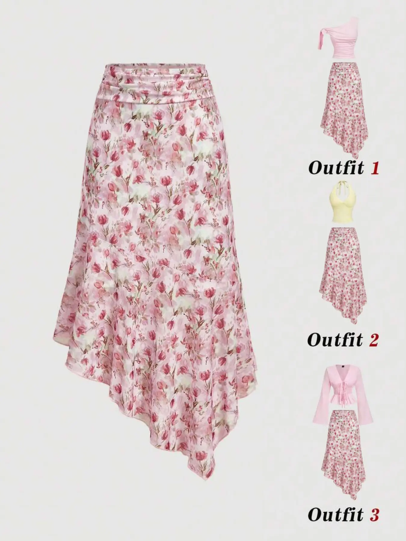 Women's Asymmetrical Hem Butterfly Print A-Line Skirt, Vintage Floral Pattern, Summer, Elegant Office Wear, Y2K Fashion, Korean Style