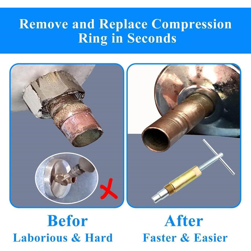 Compression Sleeve Puller Remove Tool Nut & Ferrule of Pipe 03943 - Sleeve Remover for 1/2-Inch Compression Fittings Only - Plumbing Tools Compression Ring  Corroded & Frozen Supply Stops