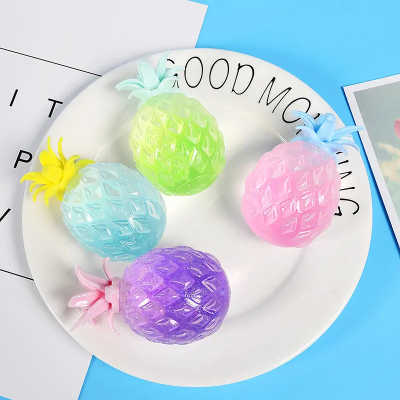 2-pack Japanese and Korean creative toys, gold glitter pineapple stress-relief ball, fruit squeeze toy, popular stress-relief gadget
