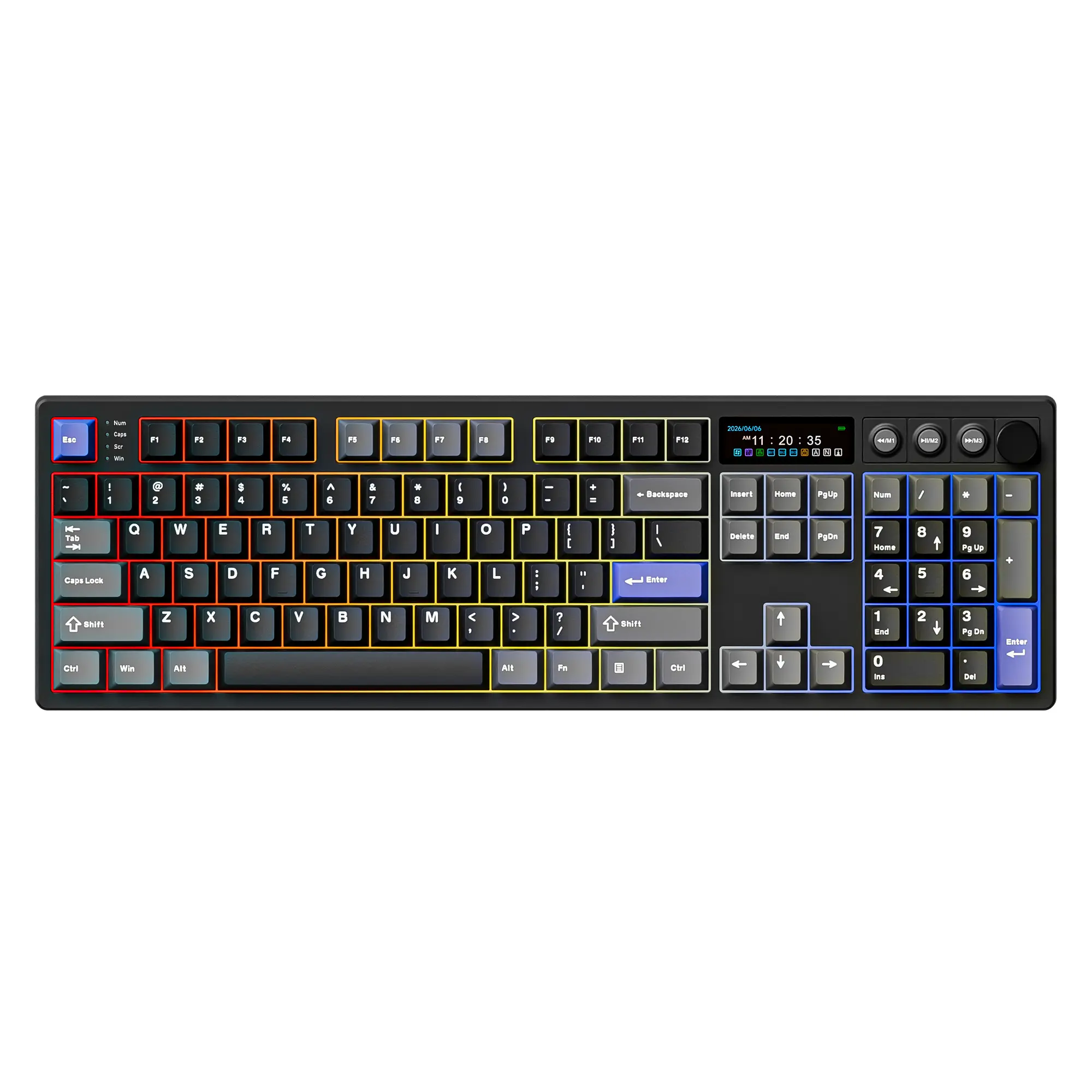 BOYI K104Pro Wireless Mechanical Keyboard,QMK/VIA Programmable Custom Keyboard BT5.0/2.4GHz/Type-C Tri-Mode Connection Gasket Mounted Hot Swap RGB Full Size Creamy Keyboard NKRO Gaming Keyboard with 2.2" TFT Screen&Media Knob