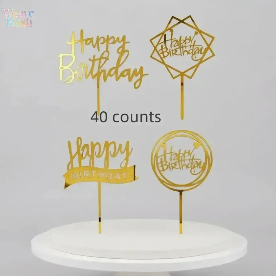 40Pcs Happy Birthday Cake Topper Decor Kit - Multifunctional Creative Baking Supplies, Reusable Cupcake Toppers with Happy Texts for Summer Holiday DIY Bag Accessories Decoration, Cake Decorating Beginners, Creative Baking Decorations, Diy Cake Decorating