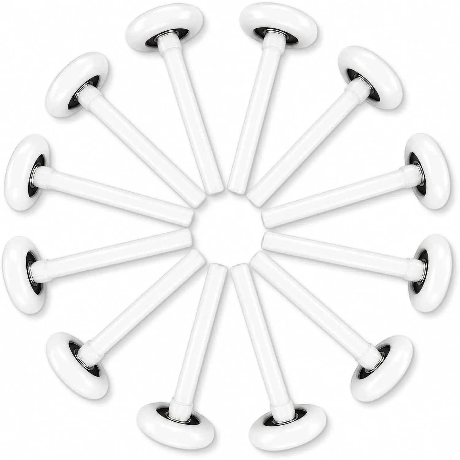 12 Pack 2" Nylon Garage Door Rollers, 4" Stem Quiet/Smooth Garage Door Wheels , 6200-2RS Double Sealed Bearings (White)