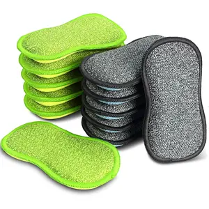 12 Pack Multi-Purpose Scrub Sponges for Kitchen Non-Scratch Microfiber Sponge Along with Heavy Duty Scouring Power - Effortless Cleaning of Dishes, Pots and Pans