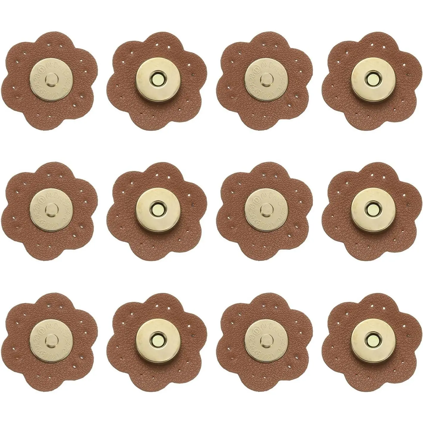 6 count Leather Snaps Buttons,  Purse Snap Clasps Bag Fastener Clasp for DIY Bags Clothes Accessories Hand Sewing, Light Brown (Plum)