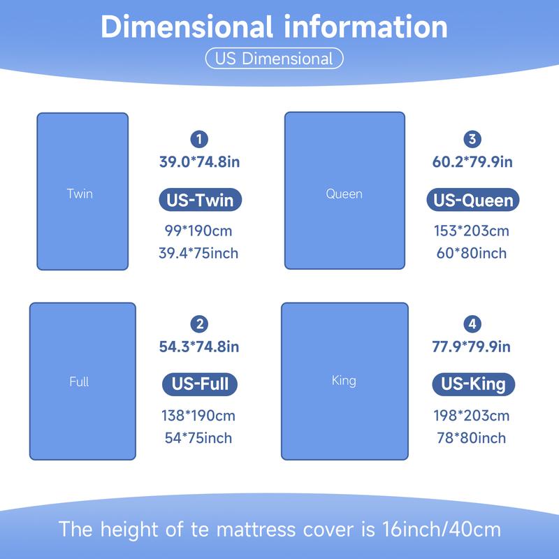 VIZIM Quilted Waterproof Mattress Protector, Fitted Mattress Pad Topper with 16 Inch Deep Pocket, Twin Full Queen King Size, Anti-Dust Mite & Breathable Bedding Cover, Machine Washable