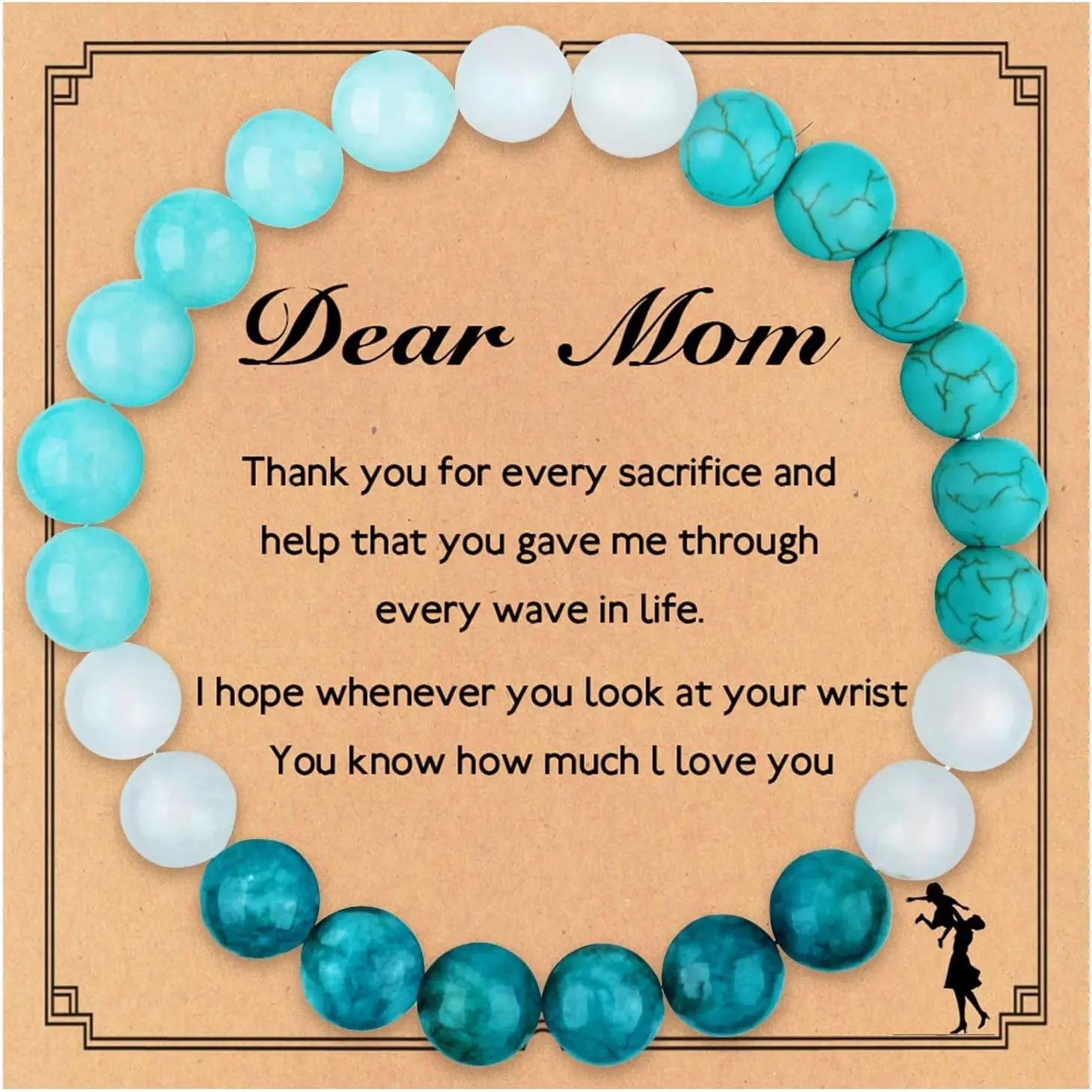 Stone Bracelet for Mom/Grandma/Bonus Mom,  Beads Bracelet Christmas Birthday Gifts for Women