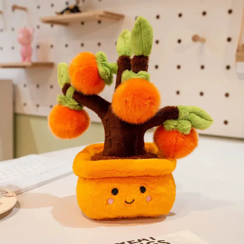 Cute Plush Potted Doll Fortune Tree Plush Toy Potted Pillow Persimmon Ruyi Home Soft Decoration Ornament