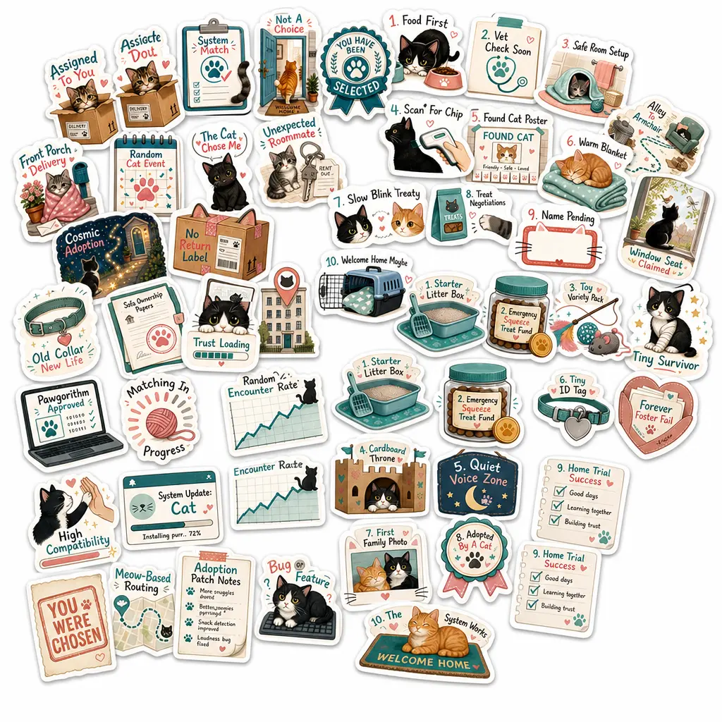 Cat Distribution System Rescue Notes Stickers | 50 Waterproof Vinyl Cat Decals