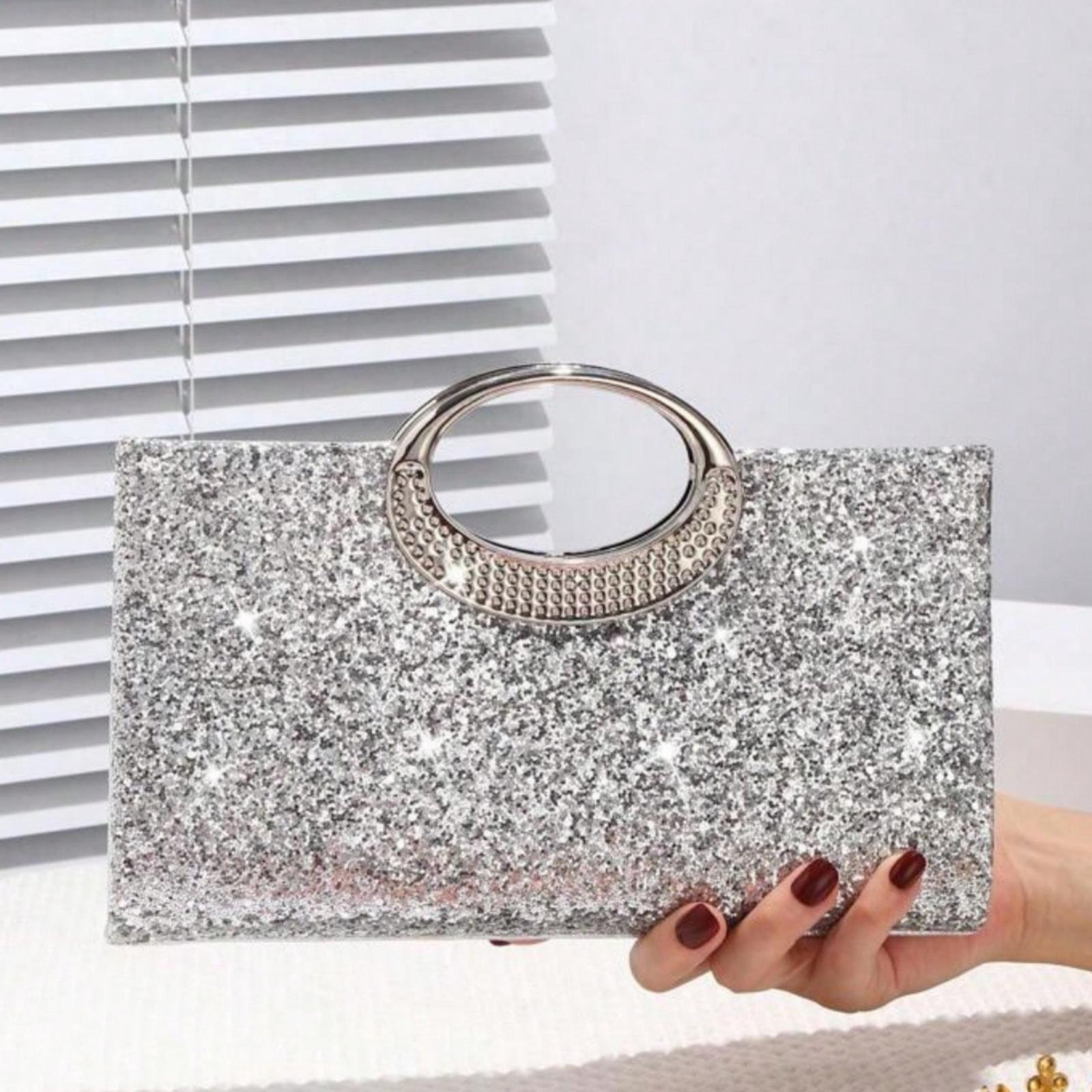 Rhinestone Decor Clutch - Lightweight Casual Party Crossbody Mini Shoulder Bag for Bridal Evening Bucket Fashion Dinner Glamorous Elegant Exquisite Quiet Luxury Handbag for Party Girl Woman Bride