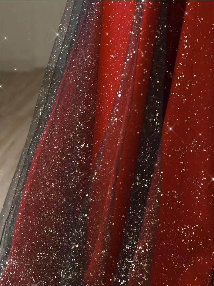 2026 New Autumn Red Toast Dress for Bride, One-Shoulder, Noble, Simple, Elegant, Slim-Fit and Skin-Brightening