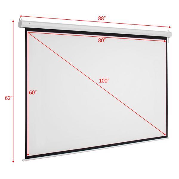 100" 4:3 80"*60" Motorized Projector Screen with Remote Control, Matte White Viewing Area, Ceiling/Wall Mountable, Silent Operation for Home Theater, Office, Classroom