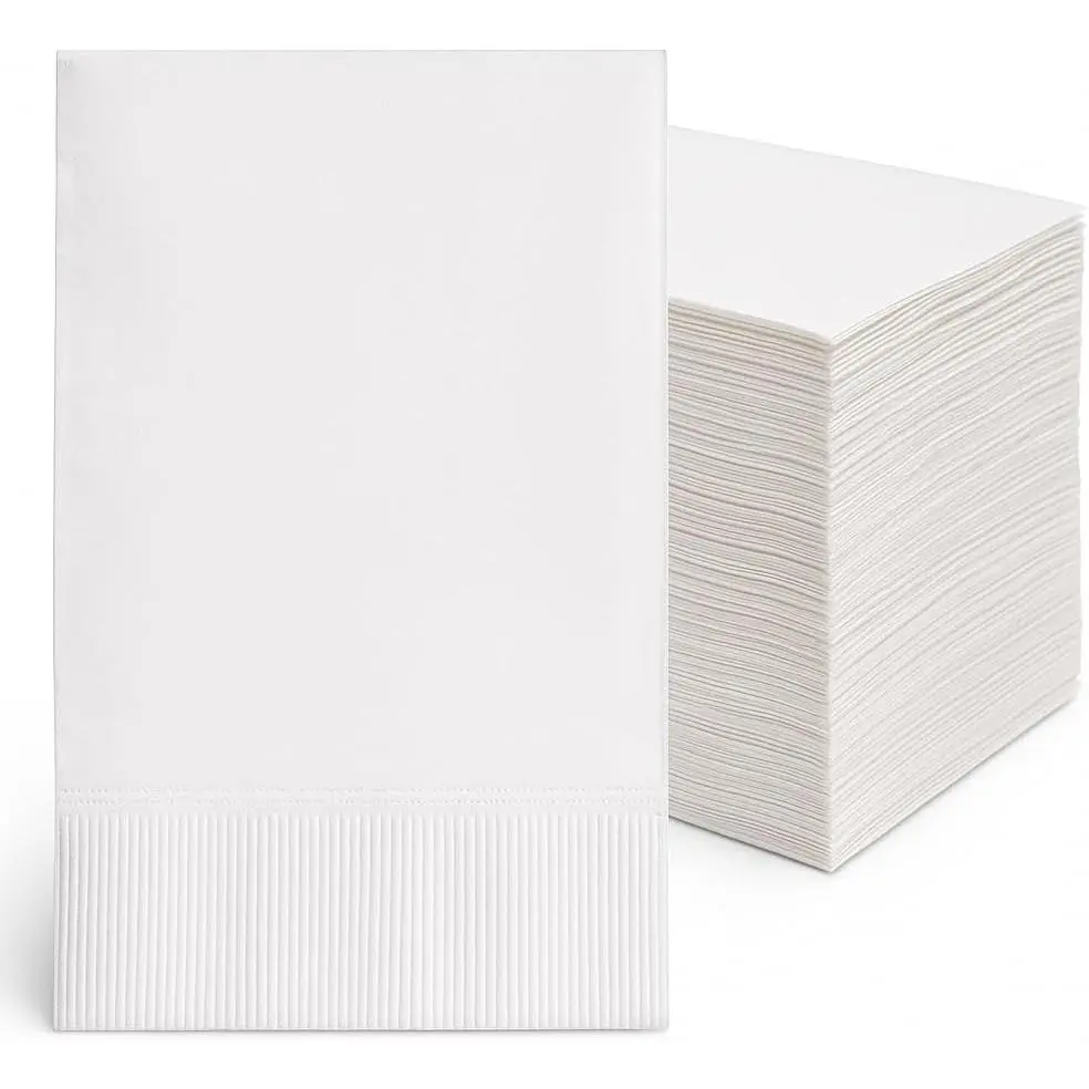 White Dinner Napkins 300 Count 2-Ply 17" x 15" Disposable Paper Napkins