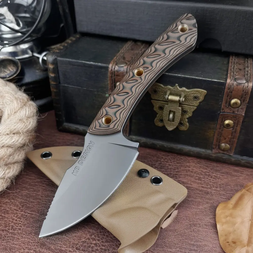 New Survival Fixed-Blade Knife (with Sheath) – High-Hardness 8Cr13MoV Blade, G10 Handle – EDC Outdoor Camping Knife for Adventure, Cutting, Mountaineering, Rescue, Fishing, Hiking, and More – Multi-Purpose Tool and Gift
