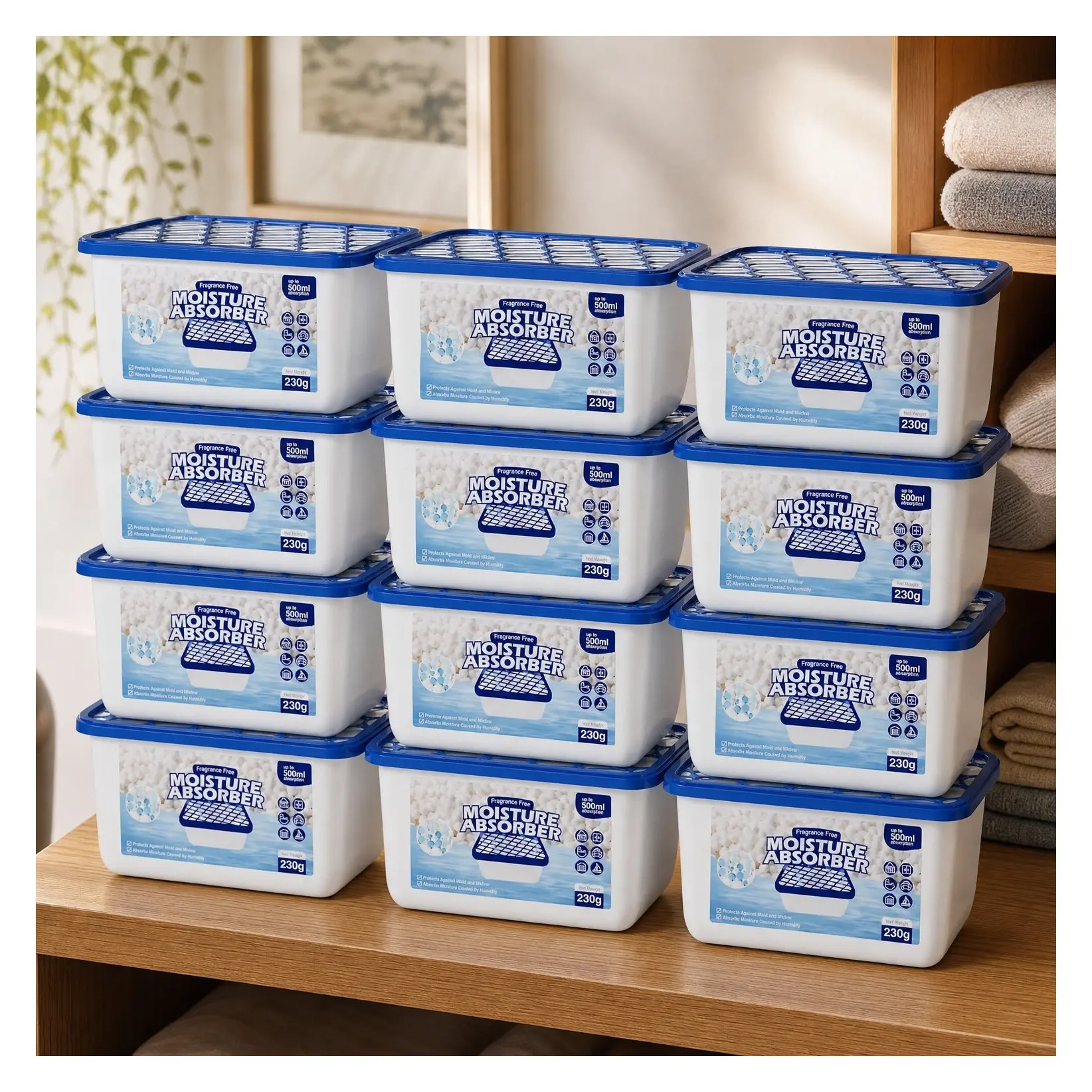 12 Pack Portable Fragrance-Free Humidity Absorber Boxes for Bathroom, Closet & CarGift
