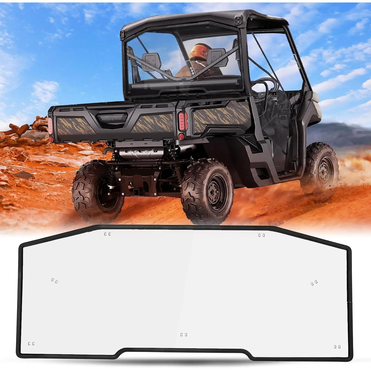 Nilight UTV Rear Window Windshield - PC Polycarbonate, Scratch Res, Transparent Clarity View, Debris Shield, Weatherproof, Compatible with Can-Am Defender HD5 HD8 HD10 MAX 2016-2024 UTV Models