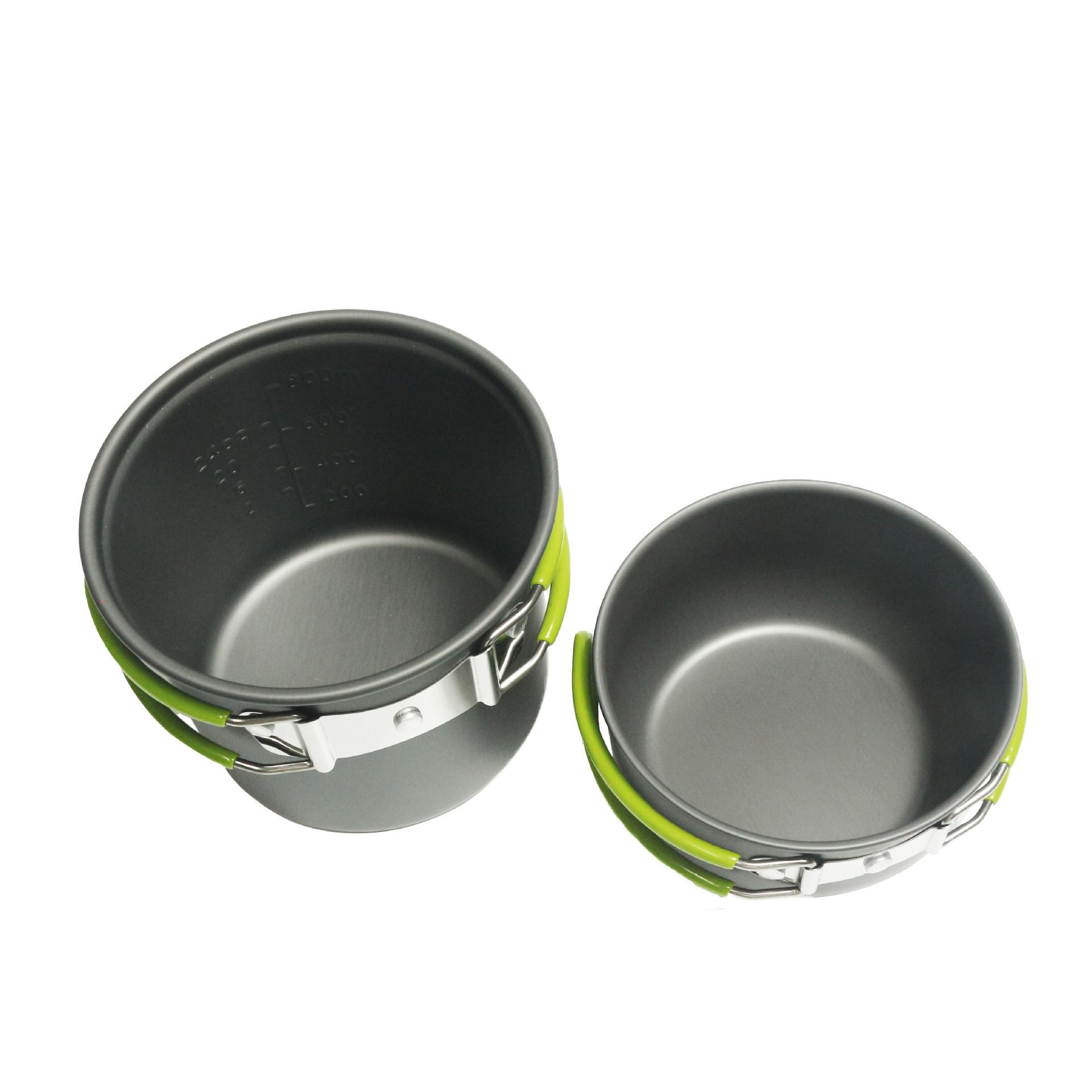 Portable Camping Cookware Set for 1-2 Person, Lightweight Non-Stick Camping Pot & Pan Set with Camping Utensils for Backpacking, Hiking, and Picnic