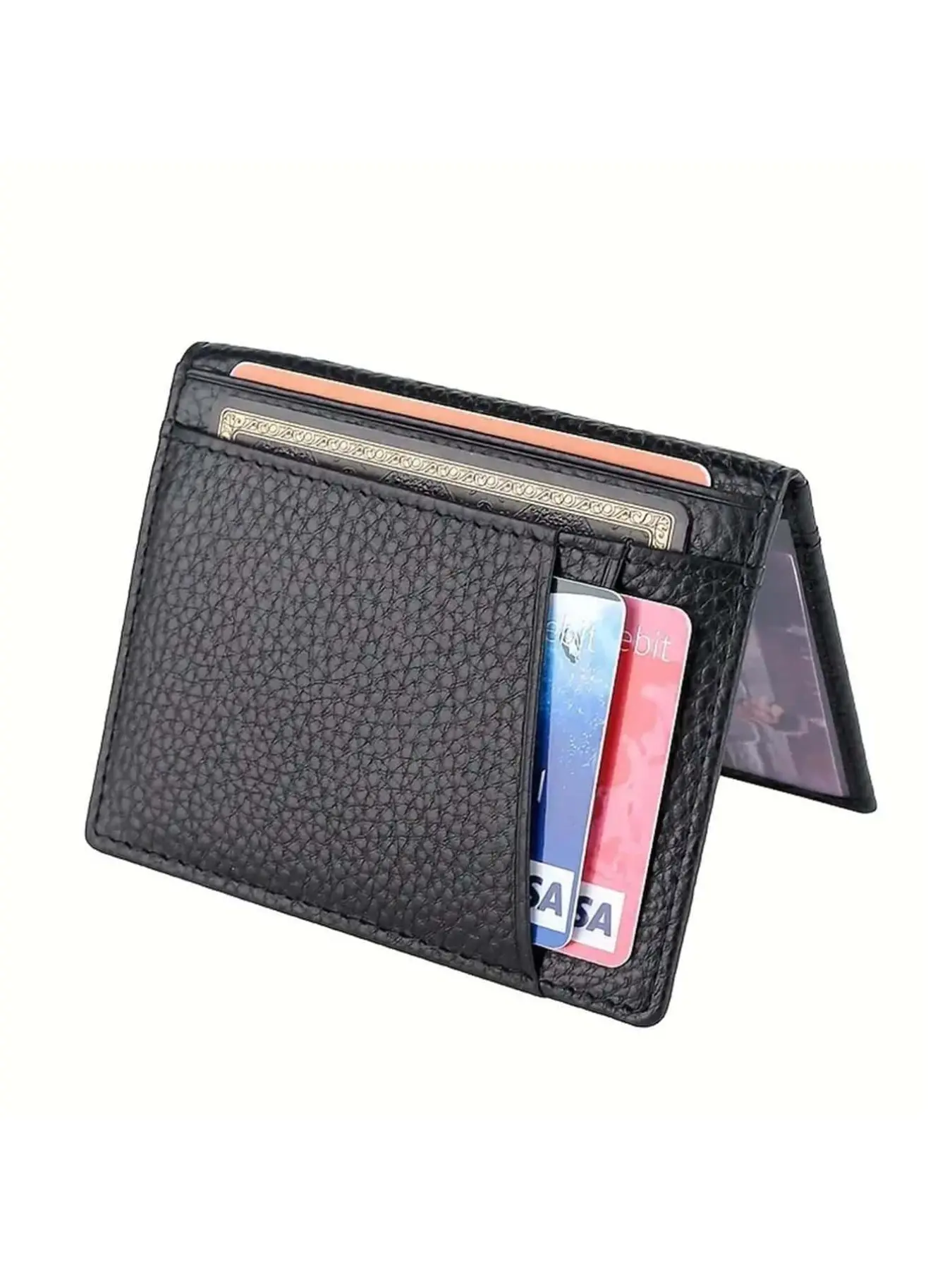 8 Card Slots Thin Genuine Leather Wallet, Mini ID Card Holder, Driver License Holder, Credit Cards Holder, Compact and Stylish, Perfect for Daily Use, Durable and Lightweight Design