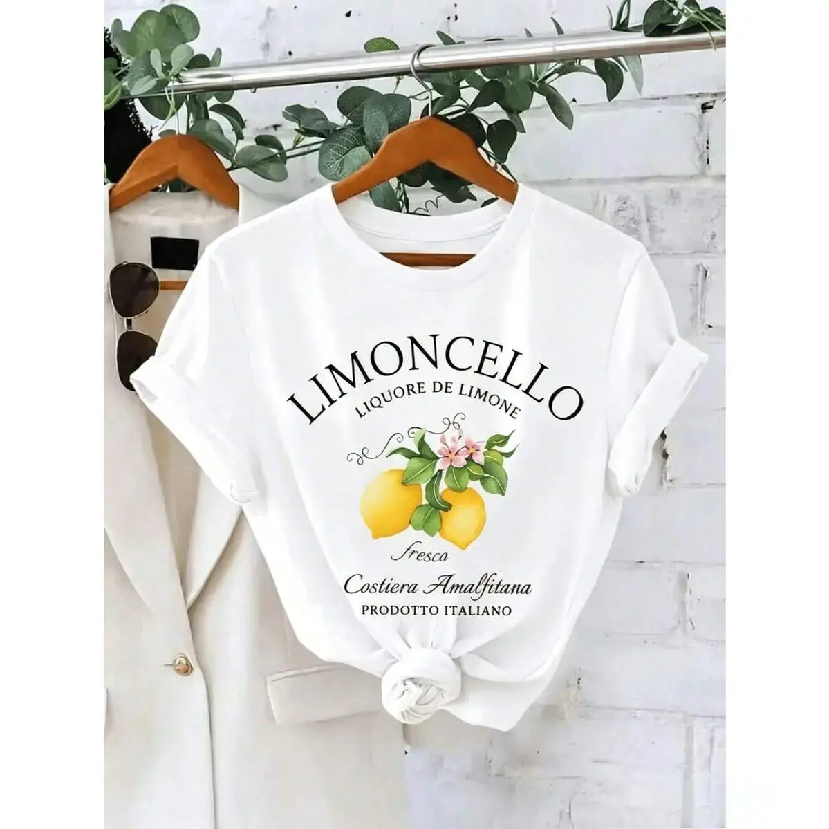 Limoncello Lemon Print Oversized Tshirt Women Summer Casual Graphic Printed Short Sleeve Top