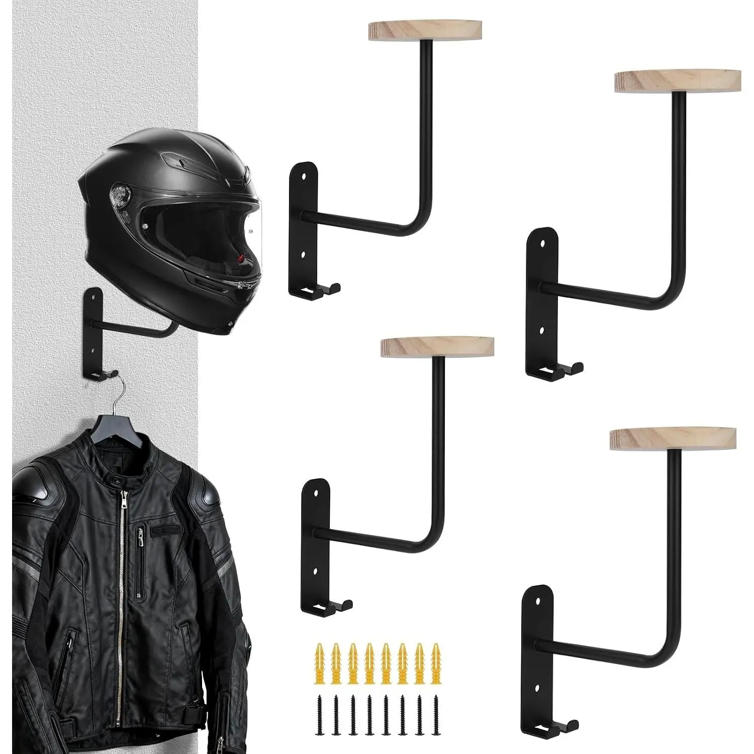 Heavy Duty Metal Motorcycle Helmet Wall Mount Hanger for Helmets, Hats, Jackets & Cycling Gear, Space Saving Garage Storage RackGift