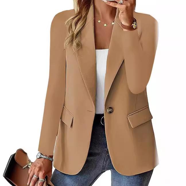 2025 Autumn Long Sleeve Solid Color Cardigan Blazer Women's Jacket Suit Womenswear