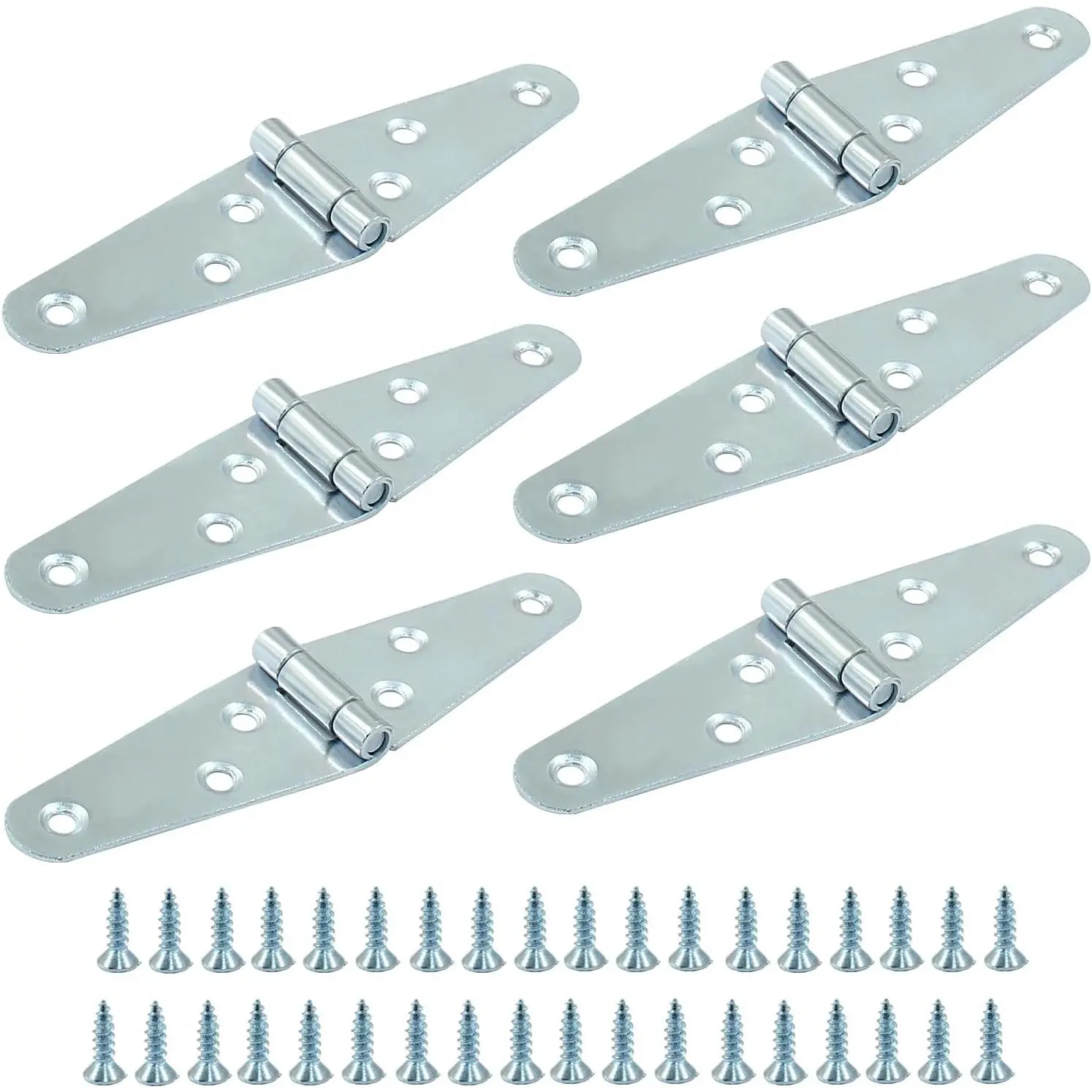 6 count Heavy Duty Strap Hinges,  Strap Hinges 2 Inch | Stainless Steel Shed Hinges, Cabinet Latch Door Hinge, Gate Hinge with Mounting Screws