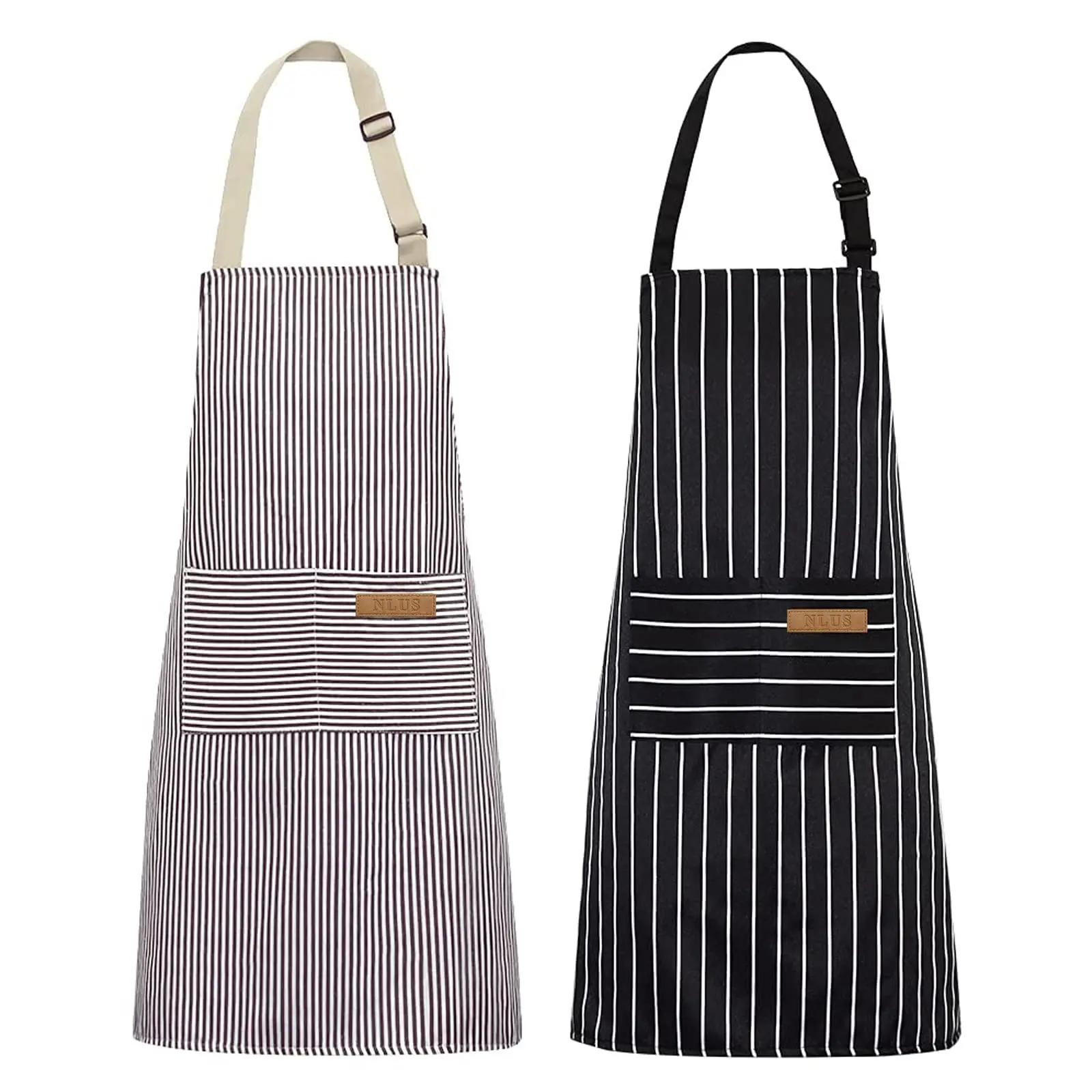 Adjustable Dual-Layer Soft Chef Apron, 2 Pockets, Aprons with Pockets, Unisex Kitchen Cooking Apron, / Stripes, Perfect for Men and Women