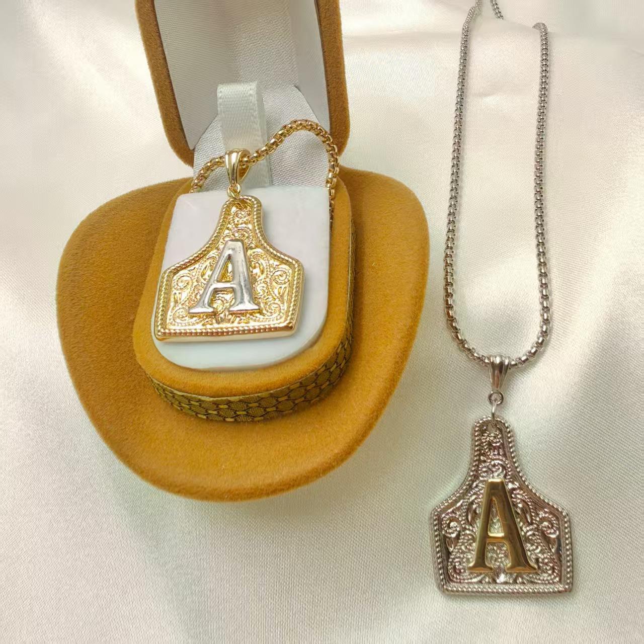 14K Gold Plated Bull Head Initial Necklace, Gold and Silver Bicolor Pendant, Adjustable 20-Inch Chain, Western Style Handmade Jewelry for Both Men and Women #Gift #Holiday #Present #Party