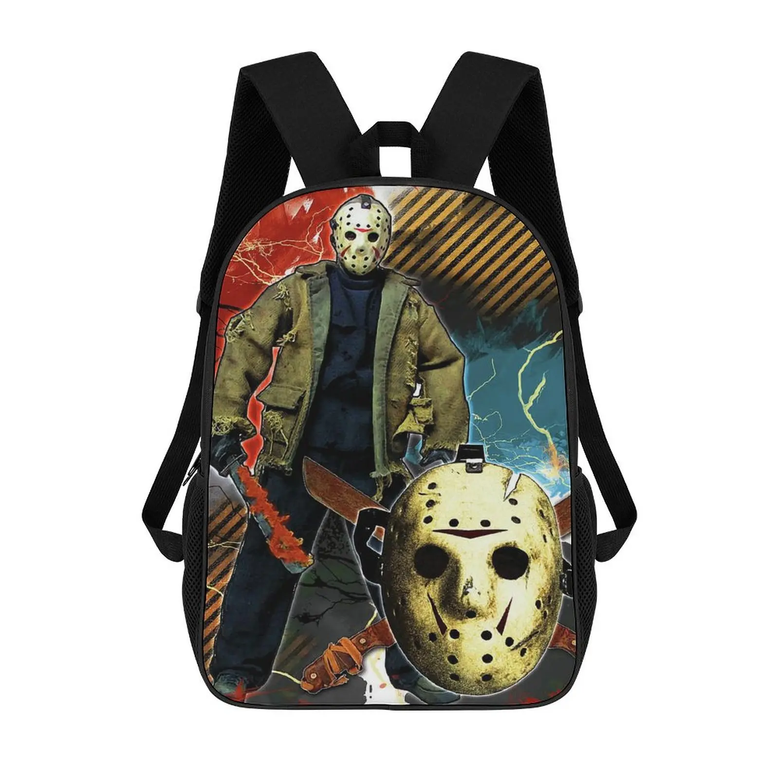 Jason Voorhees Printed 17-in Large Capacity Casual Male Backpack, School & Office Supplies Rucksack for Back to School Haul, Work & Travel