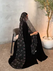 Women's Loose Fit Baggy Cardigan Dress Two-Piece Set, Polka Dot Floral Headscarf, Fashion Plus Size Outerwear for All Seasons
