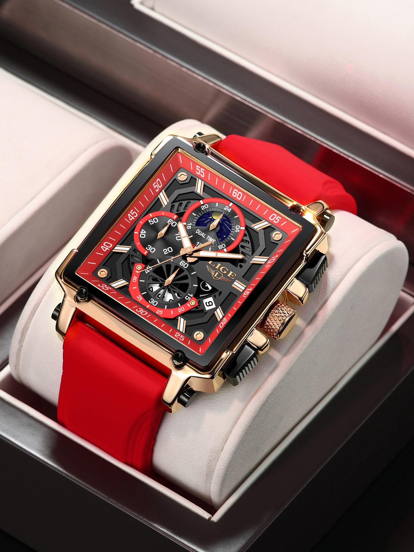 Men's Business Fashion Square Dial Quartz Watch, Fashion Luminous Waterproof Watch for Party, Daily Clothing Decor, Fashionable Stylish Watch, Trendy All-match & Exquisite Watch for Birthday Gift with Box, Business Fashion Watches