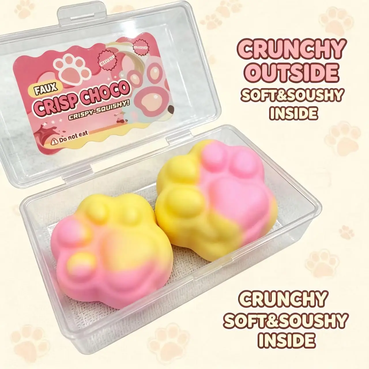 1pc Crispy Soft Clay Squeeze Toy Set, Cat Paw-Shaped Ultra-Soft Stress-Relief Wax Clay, Includes One Large and One Small Piece, Perfect for Sound-Lovers, Soft Fidgets Squishies, Squeeze-and-Crunch Stress-Relief Slow-Rebound Squeeze