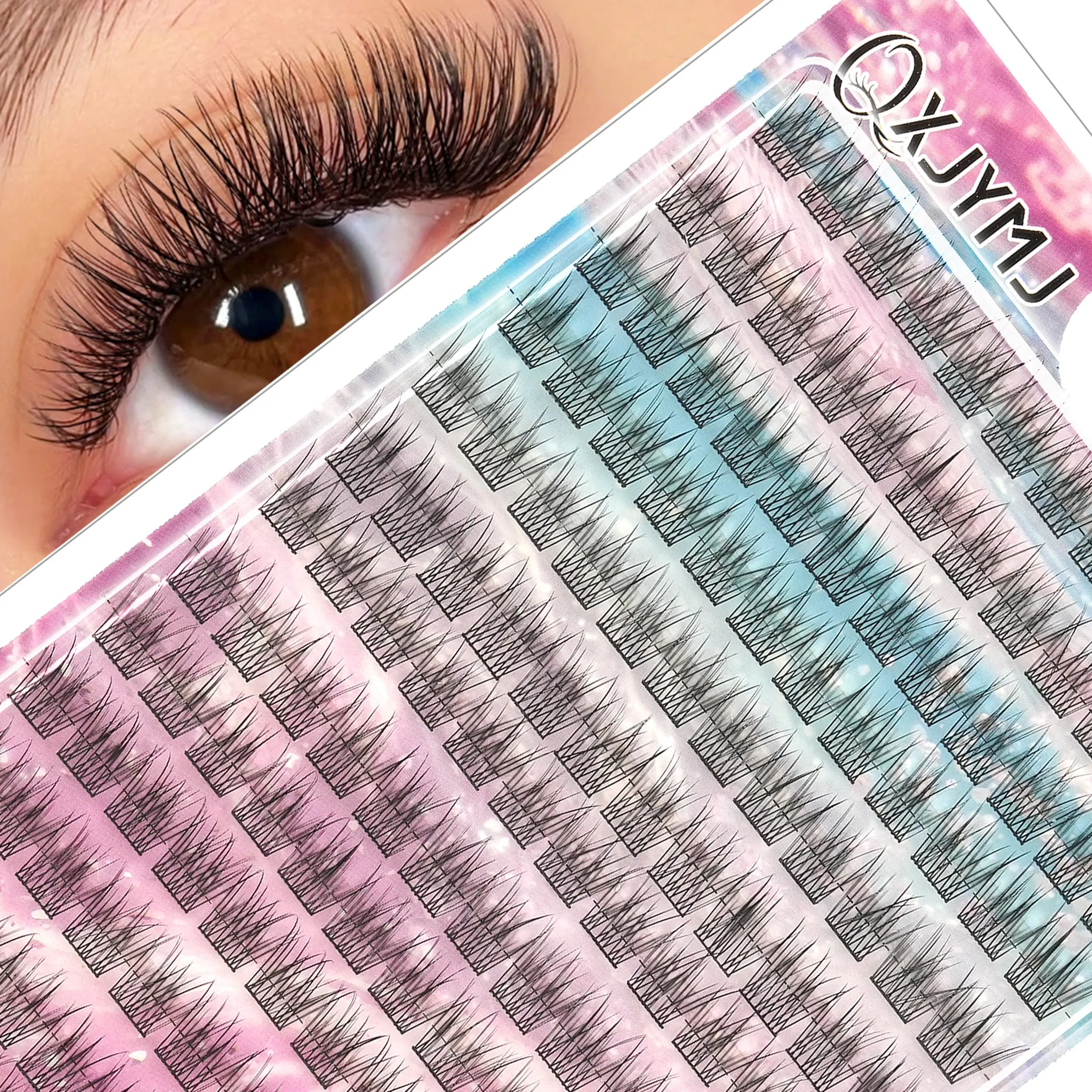 Japanese Clear False Lashes, 156 Clusters Segmented Lash Set, Natural Curl Design, Enhances Eye Depth, Ideal for Commute, Date, Soft Makeup
